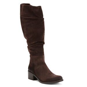 EMANUELE CRASTO Blackberry Made In Italy Suede Slouchy High Shaft Boots